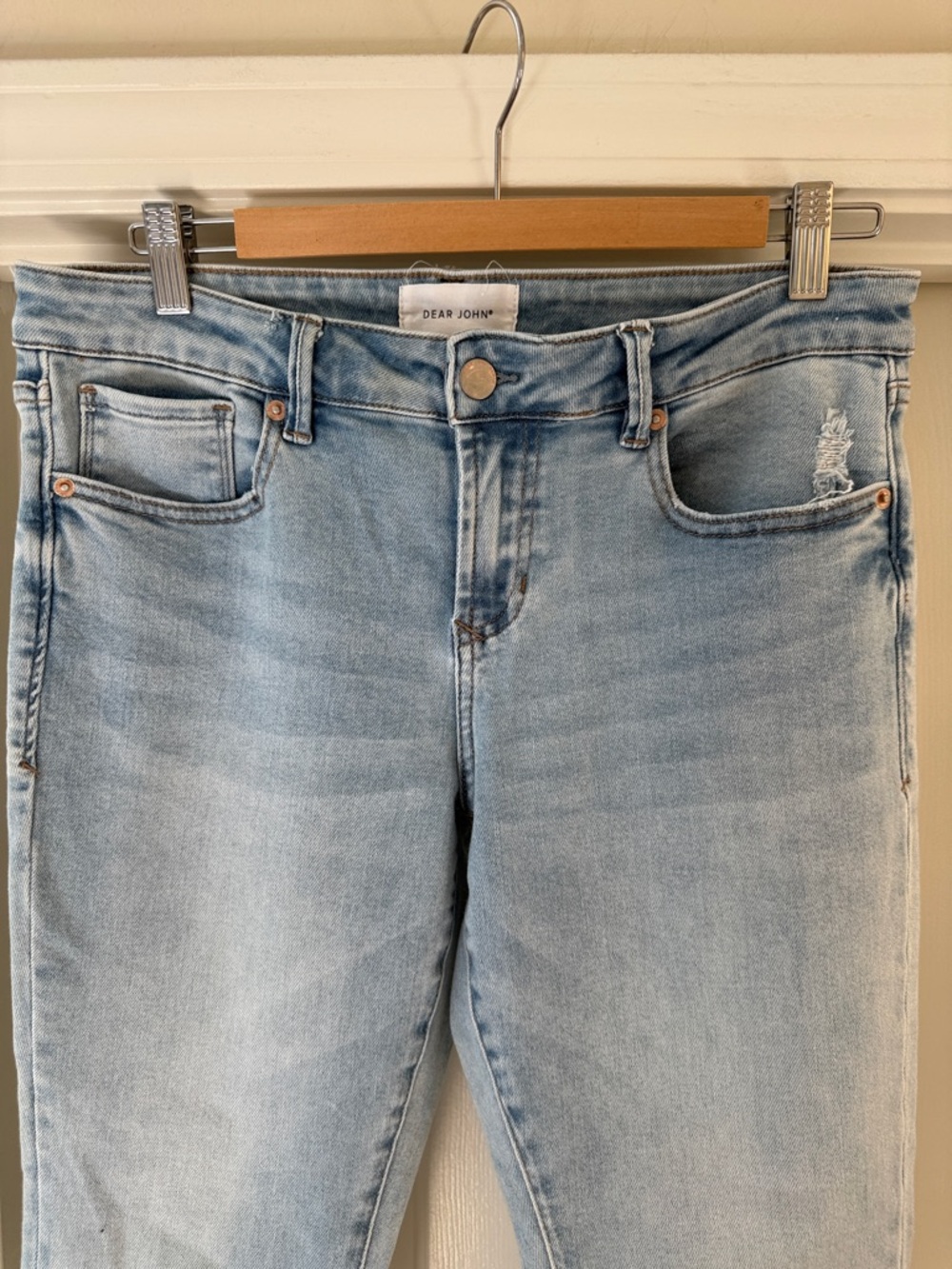 Dear John Light Blue Skinny Jeans with Subtle Distress